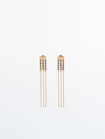 Gold-plated strip dangle earrings