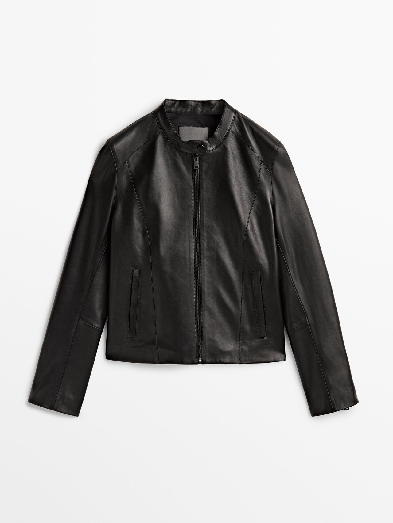 Massimo Dutti Black Nappa Leather Jacket
