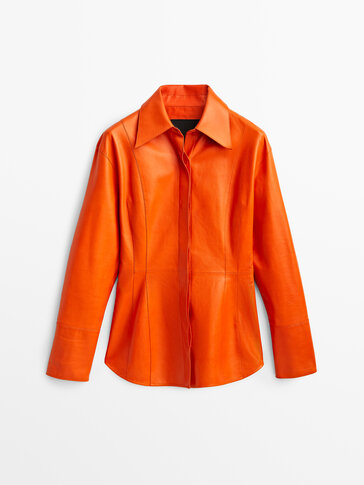 Оранжевая рубашка из мягкой кожи наппа, Limited Edition