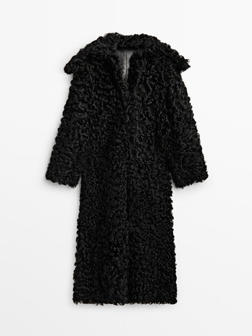 Obojstranný kožený kabát so zvlneným lemom Limited Edition