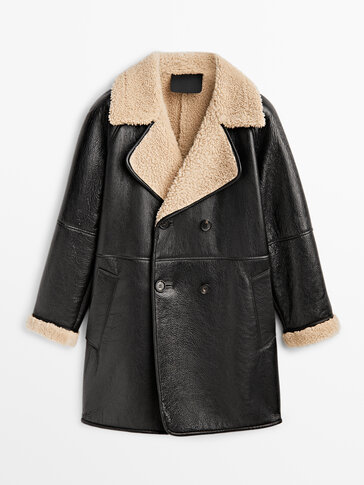 Black/White 38                  EU WOMEN FASHION Coats Print discount 75% Massimo Dutti Long coat 