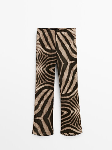Pantaloni di lino con stampa zebrata
