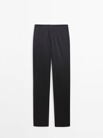 Satin skinny trousers with vent details