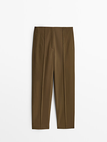 WOMEN FASHION Trousers Print Massimo Dutti Chino trouser Brown L discount 60% 