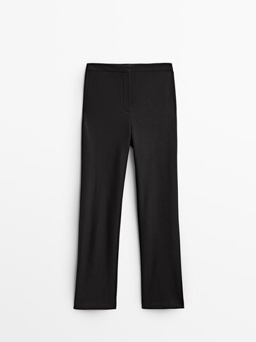 Pantaloni da completo neri 100% lana