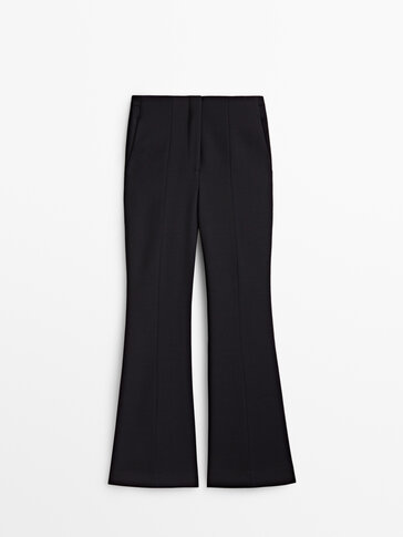 Navy blue kick flare trousers