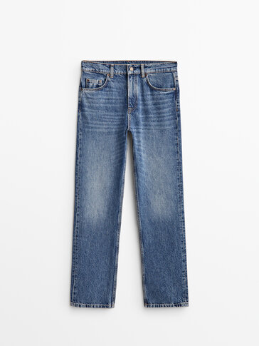 Tapered-Jeans mit hohem Bund