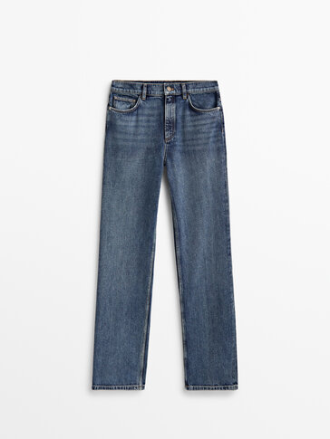 Jeans model pinggang tinggi straight fit