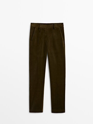 Straight slim fit needlecord trousers