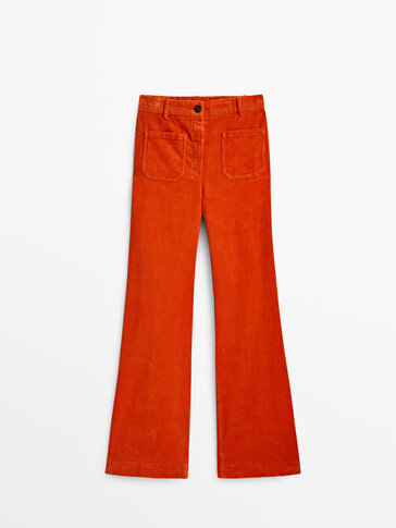 High waist corduroy trousers with pockets