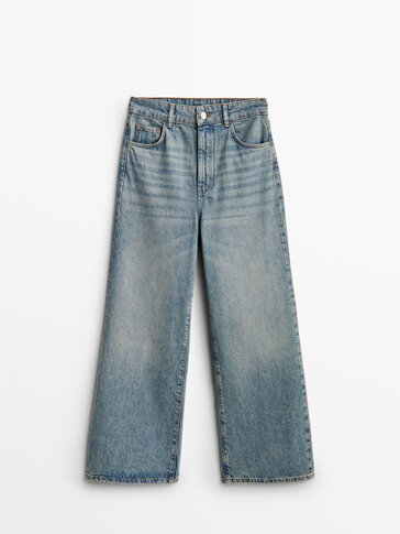 Cropped wide-leg jeans - Massimo Dutti 