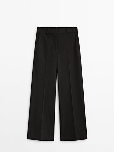 Straight fit technical darted trousers