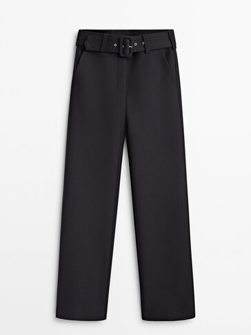 Straight high waist trousers with belt