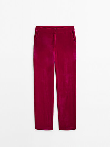 Fuchsia velvet trousers