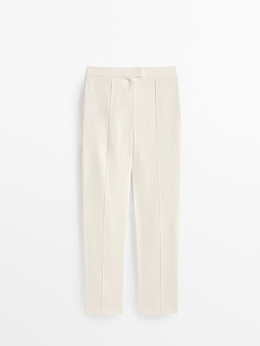 Pantaloni straight fit in lino