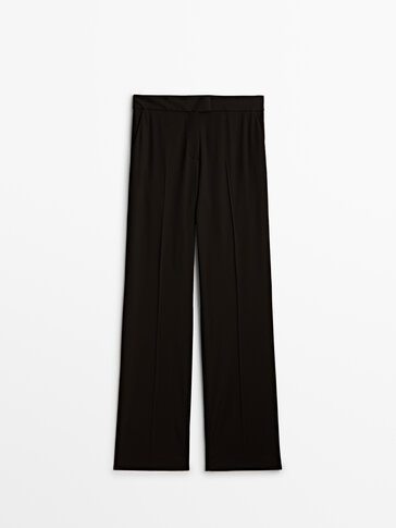 Black satin trousers