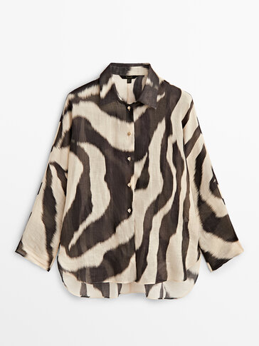 Ramie shirt with zebra print