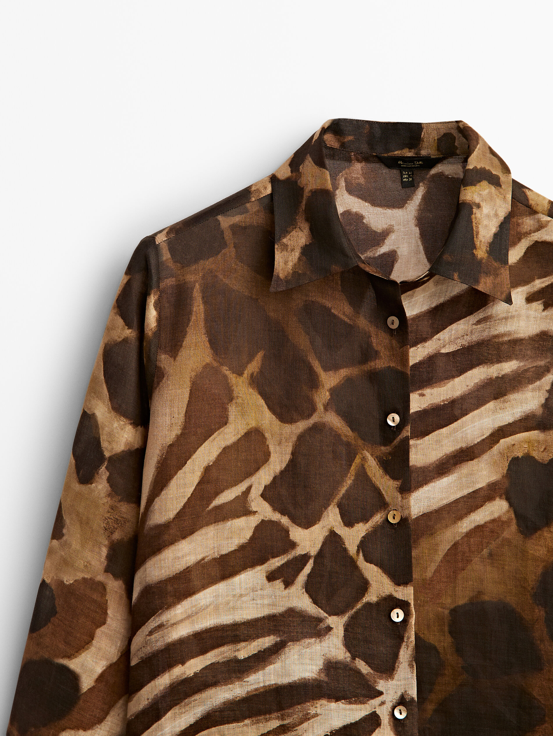 100% ramie animal print shirt - Brown