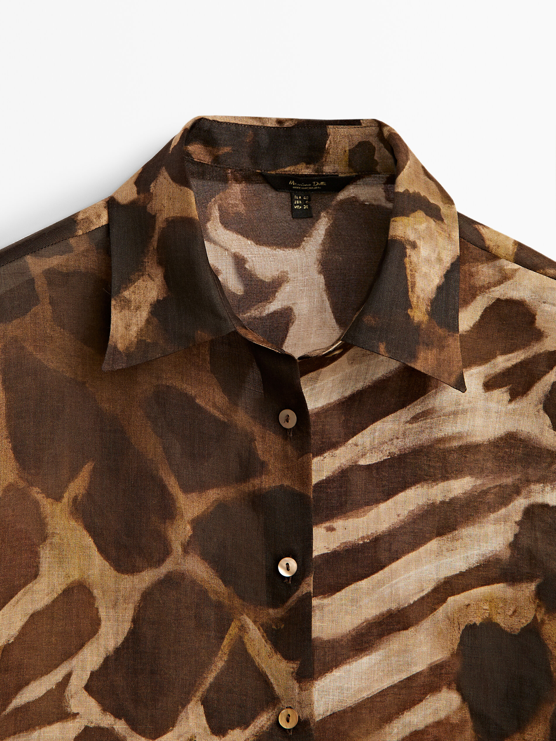 100% ramie animal print shirt - Brown