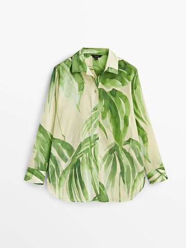 Tropik desenli gömlek