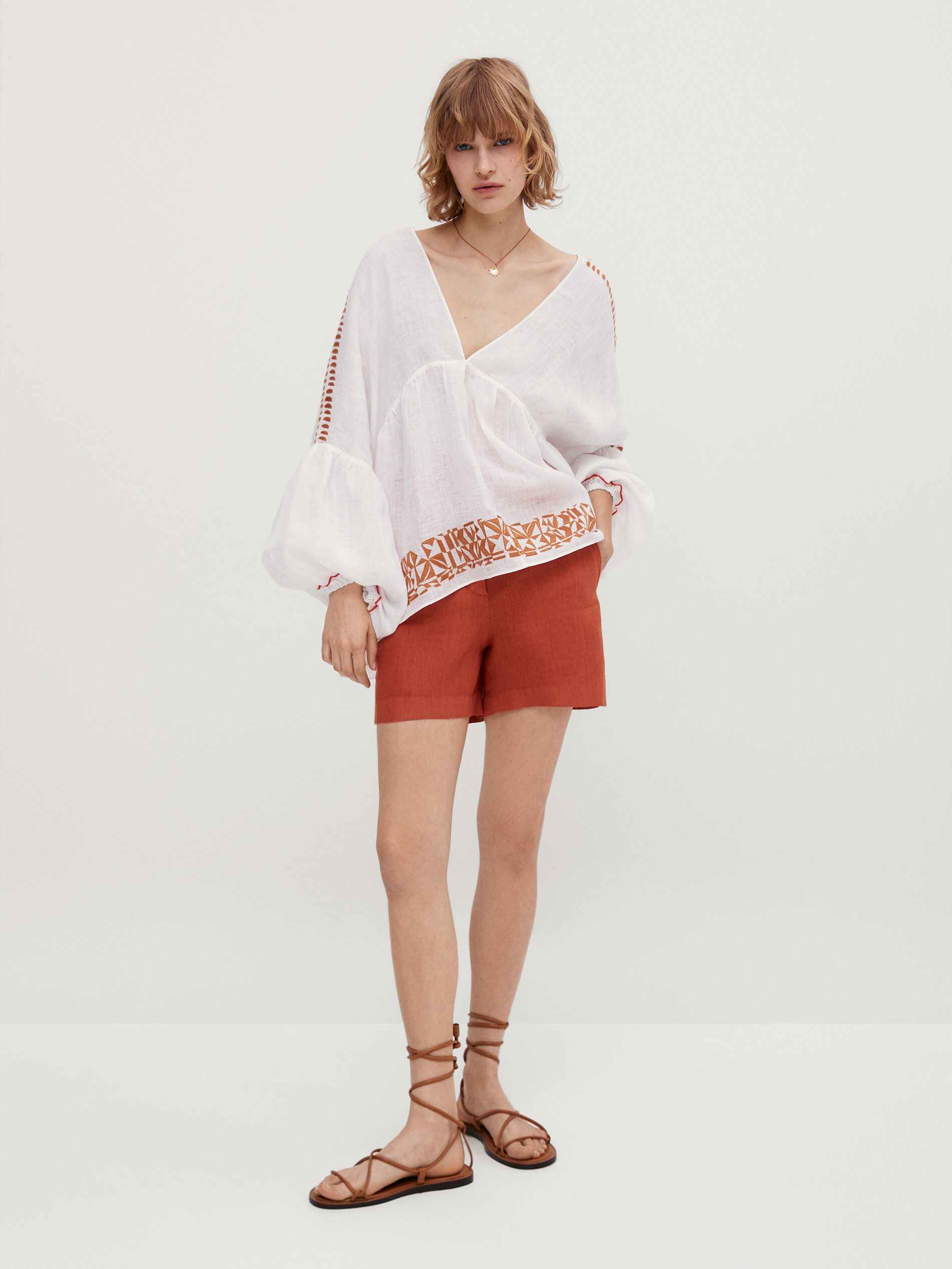 Massimo Dutti Embroidered Linen Shirt Big Apple Buddy