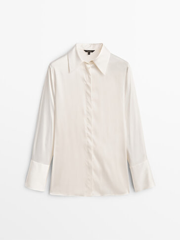 Satin shirt with cuff detailing