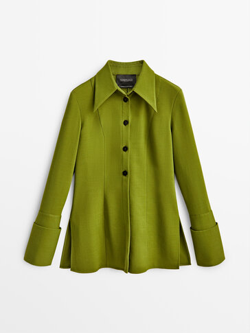 Groene blouse met split Limited Edition
