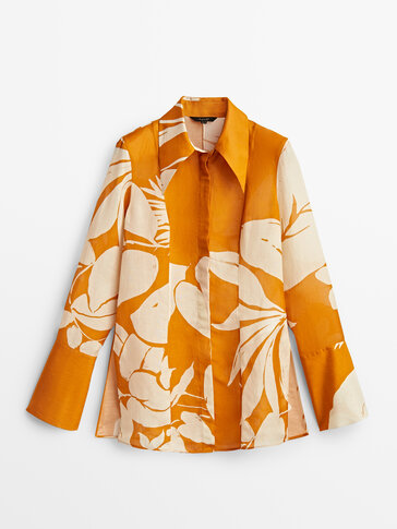 Leaf print oversize blouse