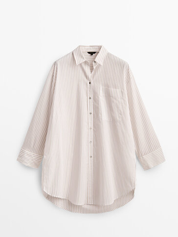Striped metallic thread oversize blouse