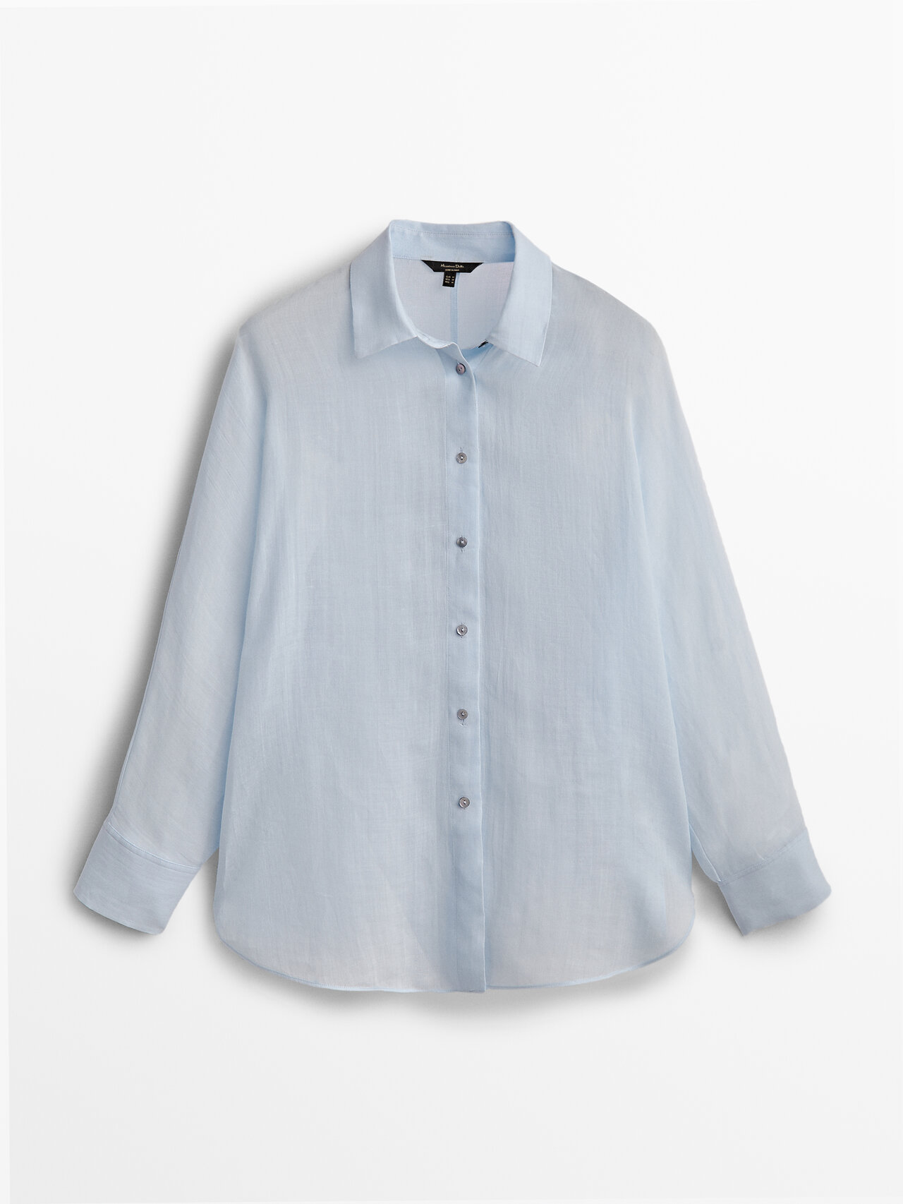 Massimo Dutti 100% Ramie Shirt In Pale Blue | ModeSens