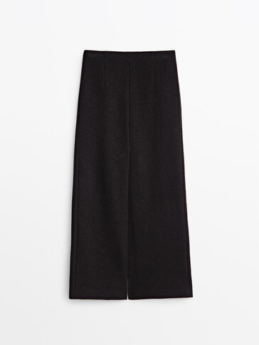 Wool midi skirt with slit