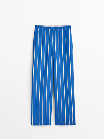 Stripet løstsittende bukse