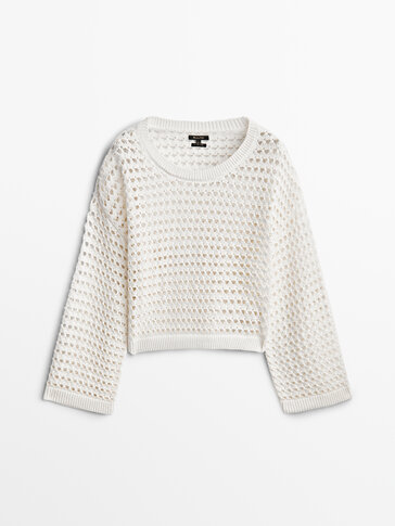 Pull en maille crochet col rond