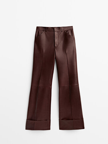 Limited Edition nappa leather bell bottom trousers