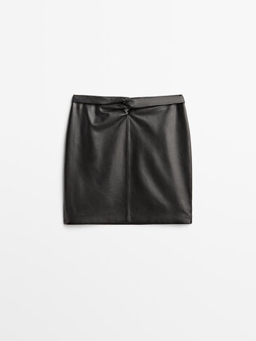 Nappa leather mini skirt with knot