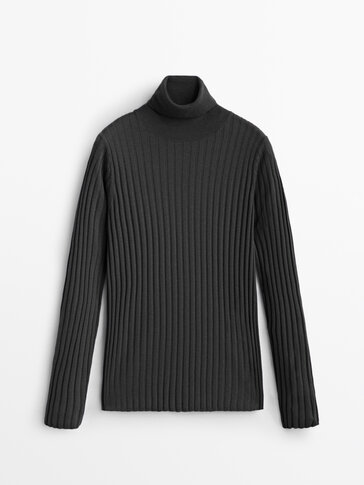 High neck wool blend sweater