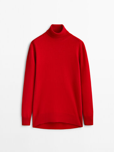 Wool and cashmere high neck sweater