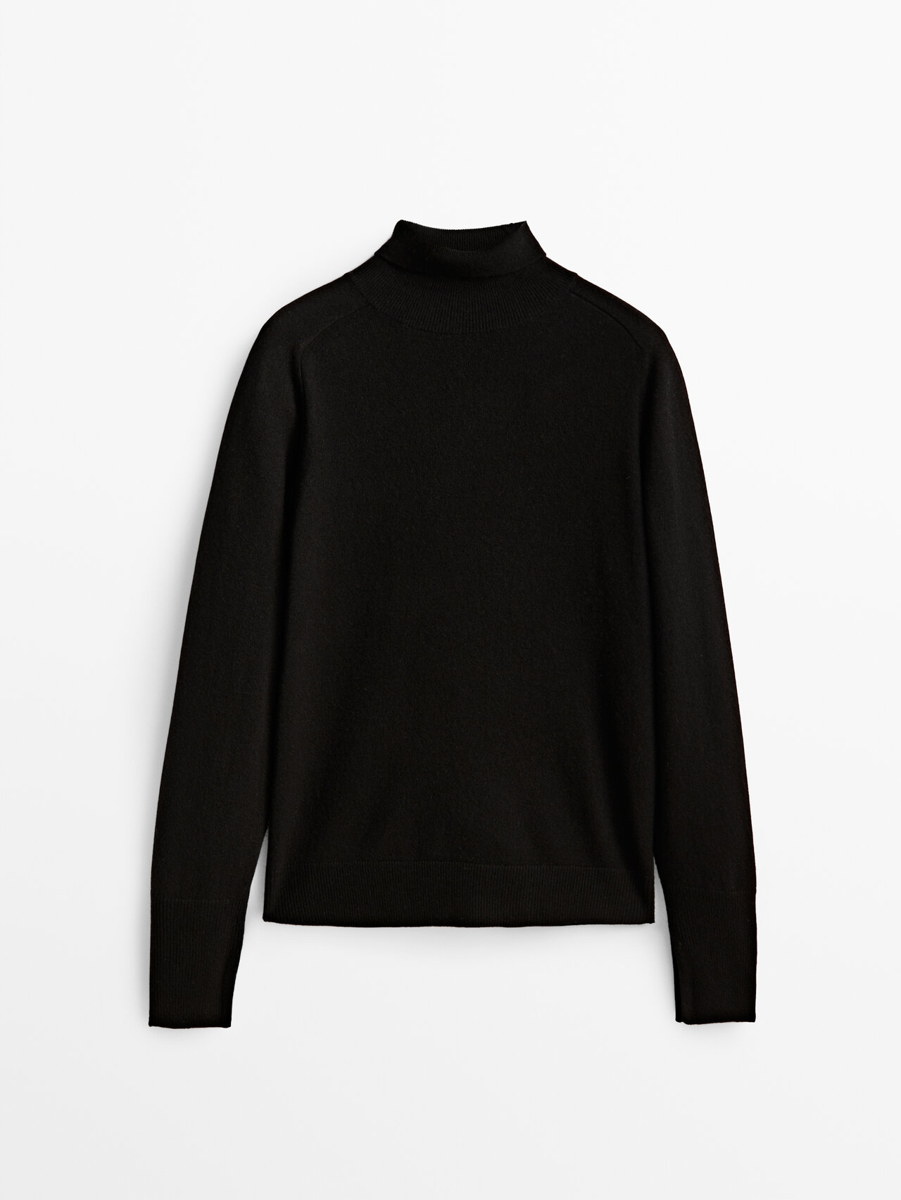 Massimo Dutti Wool And Cashmere High Neck Sweater In Black