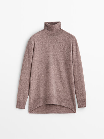 Wool and cashmere blend high neck sweater