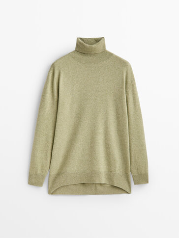 Wool and cashmere blend high neck sweater