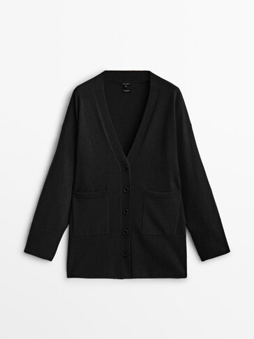 Long wool and cashmere cardigan