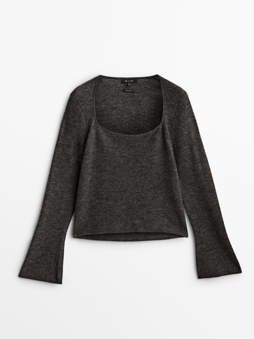 Sweater with square-cut neckline