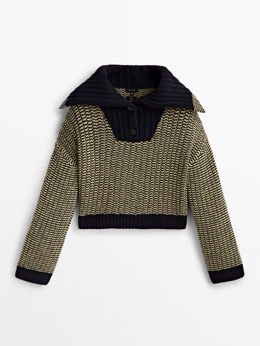 Wool blend sailor collar sweater