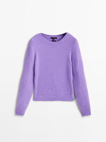 Faux lambskin knit sweater