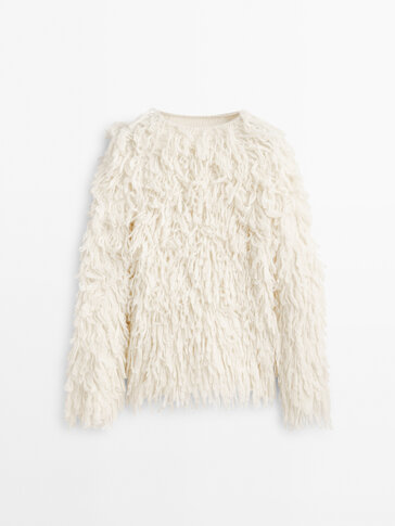 Boucle knit crew neck sweater