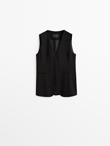 Black longline waistcoat
