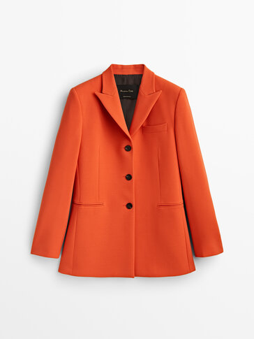 Orange wool blend suit blazer