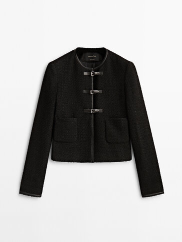 Black short jacket with buckle details