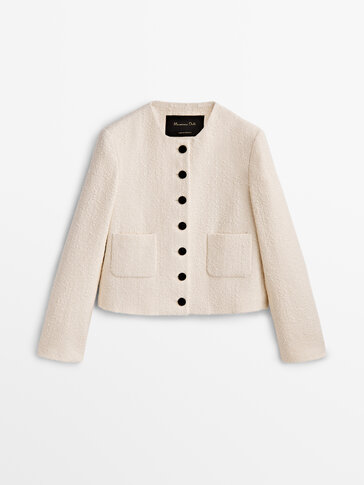 Round neck jacket with buttons