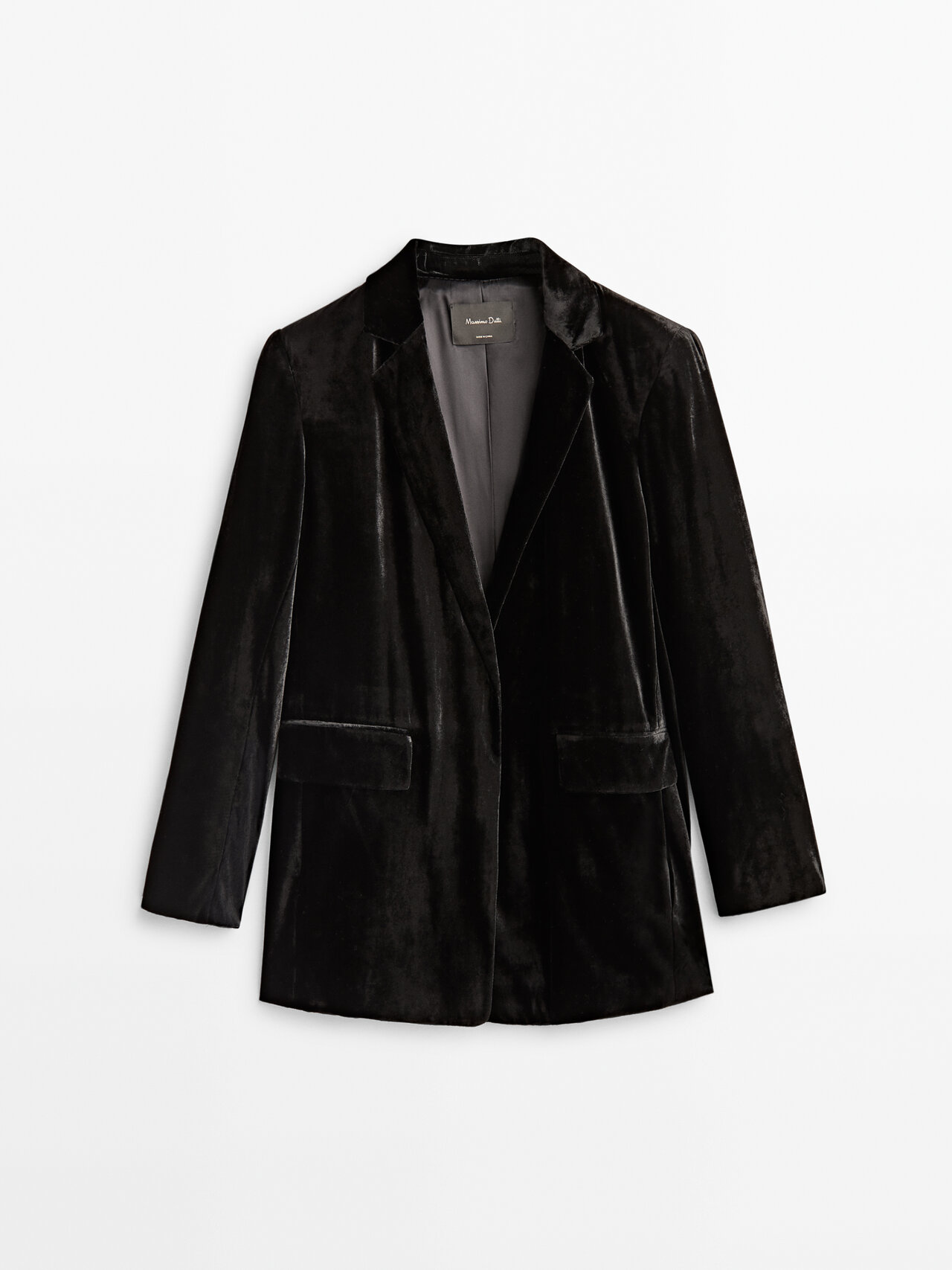 Massimo Dutti Black Velvet Blazer ModeSens